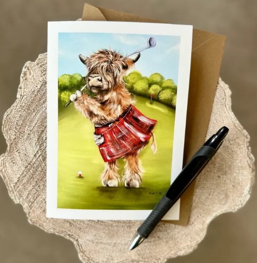 Highland Coo Golf Card